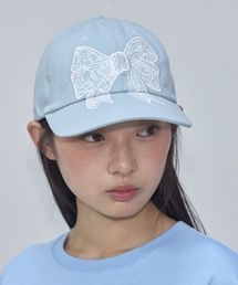 RONRON | LACE RIBBON APPLIQUE BALL CAP SOFT BLUE(キャップ)