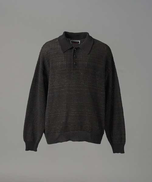 MAISON SPECIAL(メゾンスペシャル)の「《UNISEX》KASURI ONI Waffle Prime-Over Knit Polo Shirt/カスリ鬼ワッフルプライムオーバーニットポロシャツ【MAISON SPECIAL/メゾンスペシャル】(ニット/セーター・メンズ・ピンク/ブラック・2/1/0)」の18枚目の写真
