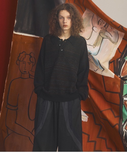 MAISON SPECIAL(メゾンスペシャル)の「《UNISEX》KASURI ONI Waffle Prime-Over Knit Polo Shirt/カスリ鬼ワッフルプライムオーバーニットポロシャツ【MAISON SPECIAL/メゾンスペシャル】(ニット/セーター・メンズ・ピンク/ブラック・2/1/0)」の14枚目の写真