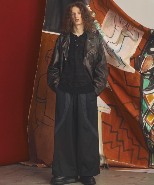 MAISON SPECIAL(メゾンスペシャル)の「《UNISEX》KASURI ONI Waffle Prime-Over Knit Polo Shirt/カスリ鬼ワッフルプライムオーバーニットポロシャツ【MAISON SPECIAL/メゾンスペシャル】(ニット/セーター・メンズ・ピンク/ブラック・2/1/0)」の7枚目の写真
