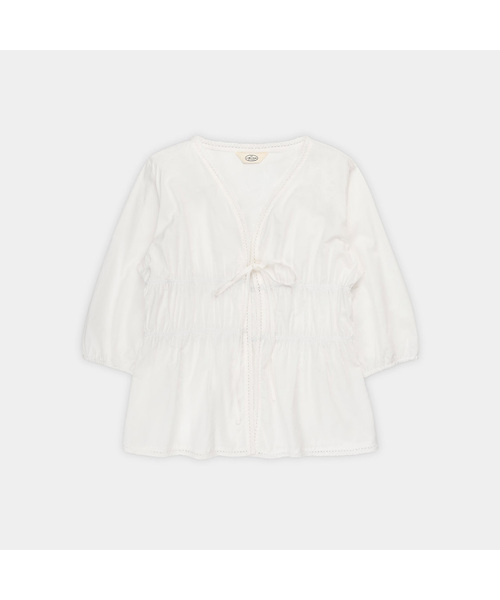 PIGMENT(ピグメント)の「バンディングレースシャーリングジャケット (KYJK2603036)(テーラードジャケット・レディース・ネイビー/アイボリー/ミント・FREE)」の1枚目の写真