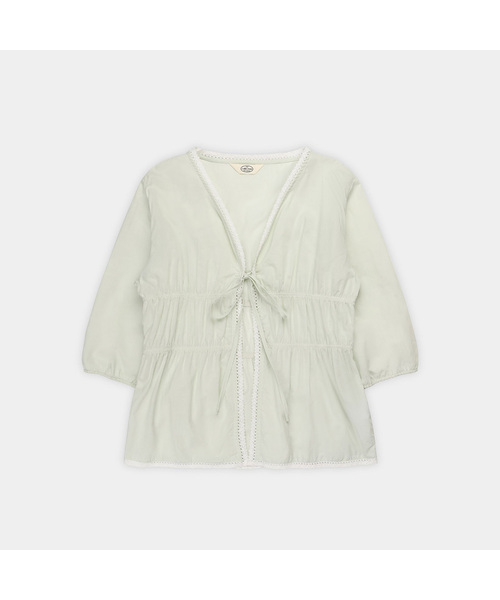 PIGMENT(ピグメント)の「バンディングレースシャーリングジャケット (KYJK2603036)(テーラードジャケット・レディース・ネイビー/アイボリー/ミント・FREE)」の2枚目の写真