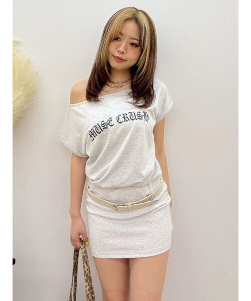EVRIS(エヴリス)の「ワンショルダーTEEワンピース 夏服(ワンピース・レディース・グレー/ブラック・FREE)」の1枚目の写真