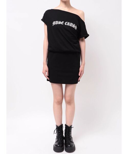 EVRIS(エヴリス)の「ワンショルダーTEEワンピース 夏服(ワンピース・レディース・グレー/ブラック・FREE)」の16枚目の写真