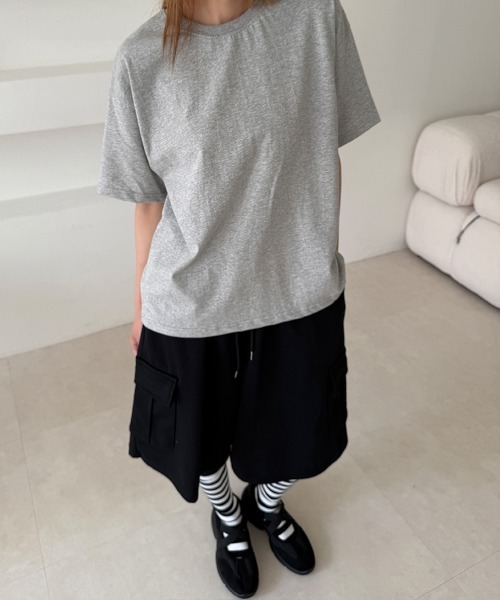 4INT.(フォイント)の「ワイド カーゴ 5分丈 スウェット バミューダ パンツ(スウェットパンツ・レディース・チャコール/グレー/ブラック・FREE)」の12枚目の写真