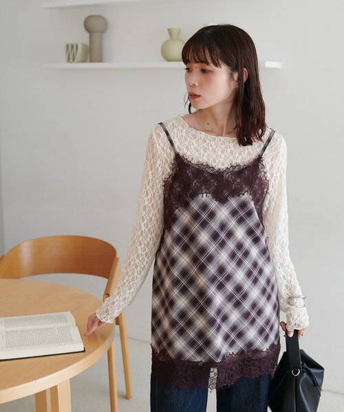 DISCOAT(ディスコート)の「【WEB限定】ストレッチレースメロウ長袖プルオーバー(Tシャツ/カットソー・レディース・アイボリー/ブラック/ブラウン・FREE)」の18枚目の写真