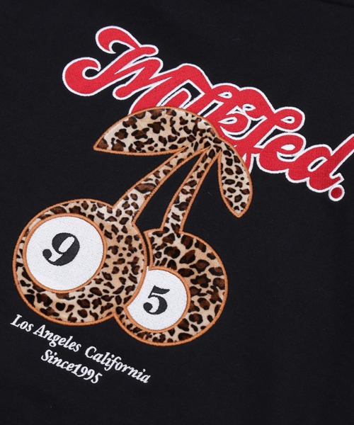 MILKFED.（ミルクフェド）の「LEOPARD PRINT CHERRY PATCH SWEAT HOODIE（パーカー・レディース・ブラック/オフホワイト/ライトパープル・M/L）」の5枚目の写真