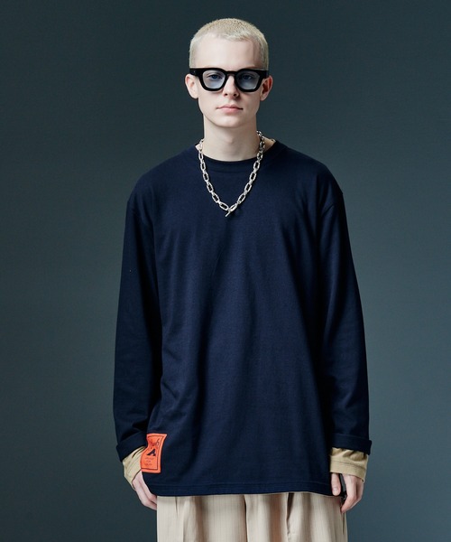 glamb(グラム)の「Staple Reversible Cutsew / ステープルリバーシブルカットソー(Tシャツ/カットソー・メンズ・ブルー/ホワイト/ネイビー・L/M/S)」の2枚目の写真