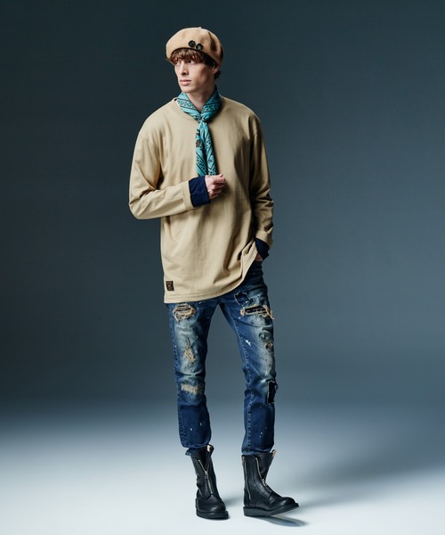 glamb(グラム)の「Staple Reversible Cutsew / ステープルリバーシブルカットソー(Tシャツ/カットソー・メンズ・ブルー/ホワイト/ネイビー・L/M/S)」の21枚目の写真