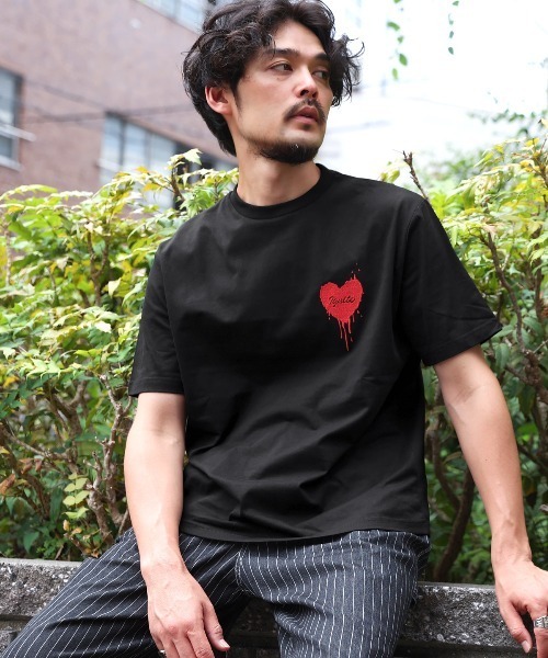 LUXSTYLE(ラグスタイル)の「接触冷感ハートTシャツ(Tシャツ/カットソー・メンズ・オフホワイト/ブラック・L/M)」の13枚目の写真