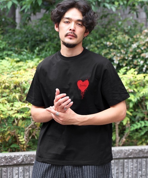 LUXSTYLE(ラグスタイル)の「接触冷感ハートTシャツ(Tシャツ/カットソー・メンズ・オフホワイト/ブラック・L/M)」の14枚目の写真