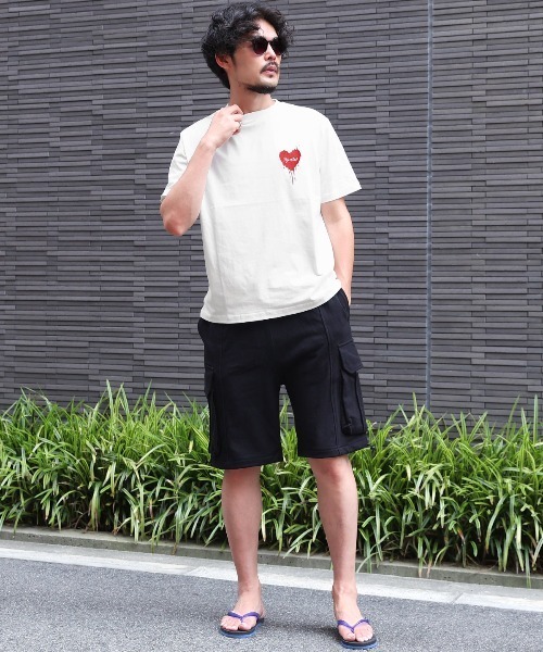 LUXSTYLE(ラグスタイル)の「接触冷感ハートTシャツ(Tシャツ/カットソー・メンズ・オフホワイト/ブラック・L/M)」の9枚目の写真