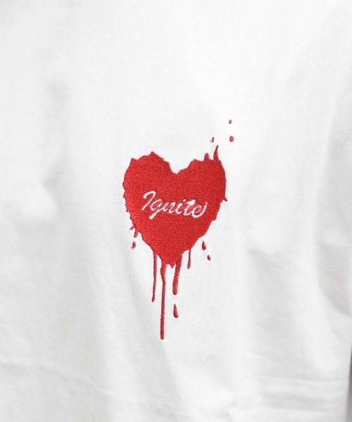 LUXSTYLE(ラグスタイル)の「接触冷感ハートTシャツ(Tシャツ/カットソー・メンズ・オフホワイト/ブラック・L/M)」の3枚目の写真