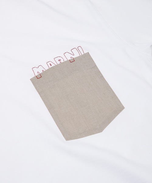 MARNI(マルニ)の「COMPACT JERSEY / ロゴ刺繍Tシャツ(Tシャツ/カットソー・メンズ・オフホワイト・48(L)/46(M))」の4枚目の写真