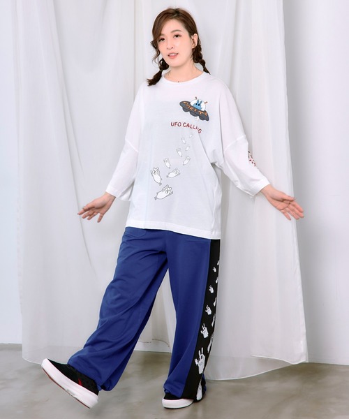 ScoLar（スカラー）の「363106：UFO離脱クマ柄Tシャツ（Tシャツ/カットソー・レディース・グレー/オフホワイト・M）」の10枚目の写真