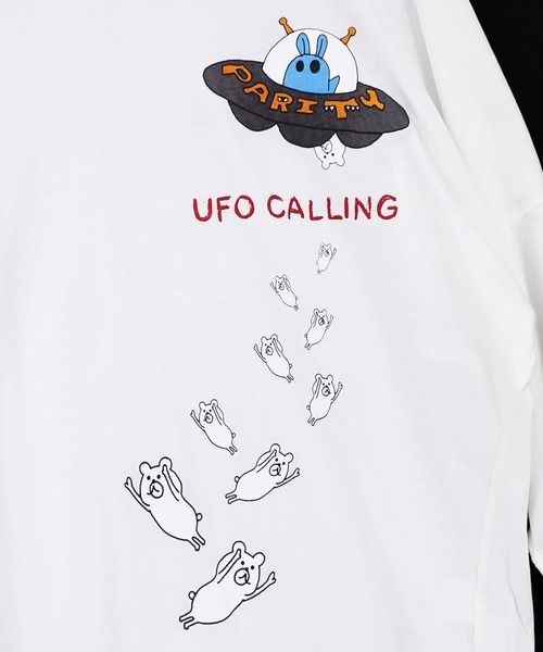 ScoLar（スカラー）の「363106：UFO離脱クマ柄Tシャツ（Tシャツ/カットソー・レディース・グレー/オフホワイト・M）」の8枚目の写真