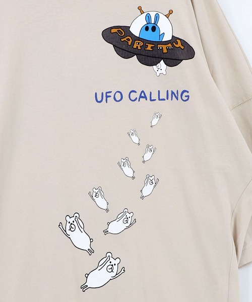 ScoLar（スカラー）の「363106：UFO離脱クマ柄Tシャツ（Tシャツ/カットソー・レディース・グレー/オフホワイト・M）」の9枚目の写真