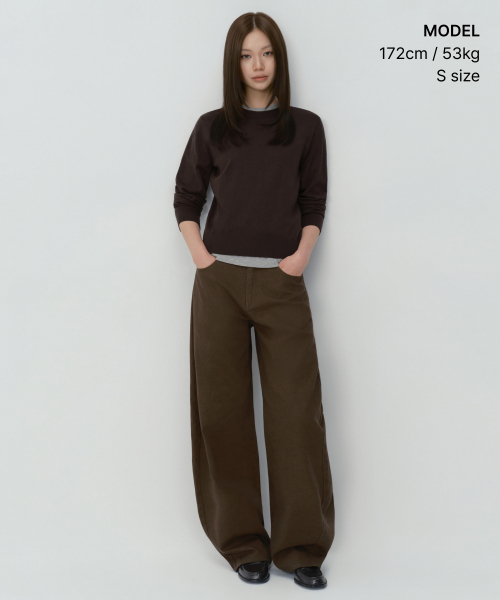 MUSINSA STANDARD WOMAN（ムシンサスタンダードウーマン）の「ウィメンズエッセンシャルラウンドネックニット[ダークブラウン]（ニット/セーター・レディース・その他・LARGE/X-SMALL/SMALL/MEDIUM）」の2枚目の写真