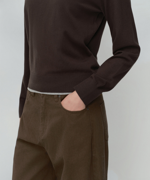 MUSINSA STANDARD WOMAN（ムシンサスタンダードウーマン）の「ウィメンズエッセンシャルラウンドネックニット[ダークブラウン]（ニット/セーター・レディース・その他・LARGE/X-SMALL/SMALL/MEDIUM）」の5枚目の写真