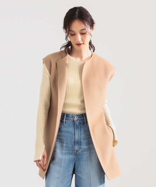 Demi-Luxe BEAMS（デミルクス ビームス）の「ウールカシミヤ リバー ジレ（ベスト・レディース・ブラウン系その他4/ブラック・ONE SIZE）」の2枚目の写真