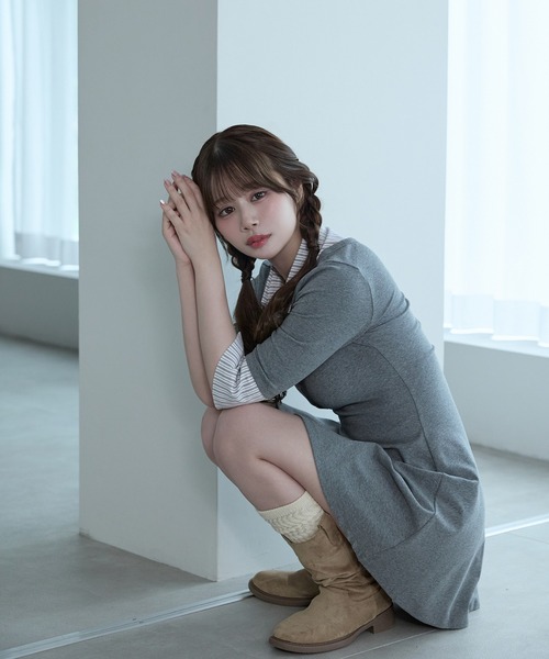M DOLLY(エムドリー)の「Stripe selena flare dress / ストライプセレーナフレアドレス(ワンピース・レディース・ブラック/グレー・FREE)」の20枚目の写真