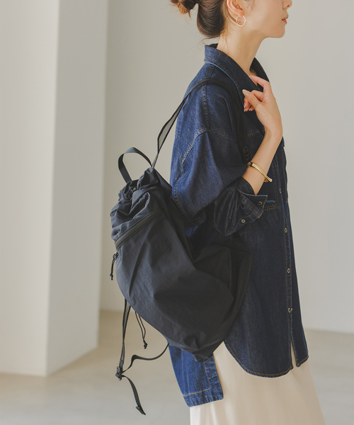 Noble(ノーブル)の「《WEB限定追加》skin/スキン 別注バッグパック(バックパック/リュック・レディース・ベージュ/ブラック・FREE)」の3枚目の写真