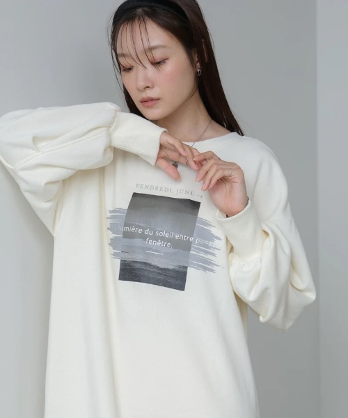 Bab(バブ)の「【選べるサイズ展開】前後2WAYホックプリントマーメイドスウェットワンピース(ワンピース・レディース・チャコールグレー/アイボリー/杢グレー・SMALL/MEDIUM)」の7枚目の写真
