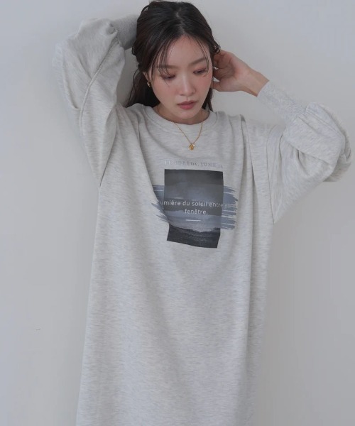Bab(バブ)の「【選べるサイズ展開】前後2WAYホックプリントマーメイドスウェットワンピース(ワンピース・レディース・チャコールグレー/アイボリー/杢グレー・SMALL/MEDIUM)」の20枚目の写真