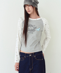 スター LAGRANG 配色Tシャツ [メランジグレー]