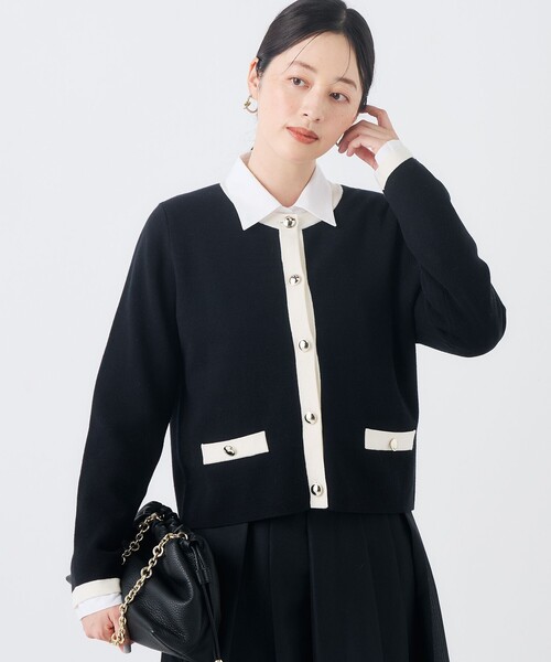 NOLLEY’S（ノーリーズ）の「《調温性》ミラノリブニットジャケット（カーディガン/ボレロ・レディース・ダークネイビー/ブラック系その他/ピンク系その他/ベージュ系その他・36/38）」の2枚目の写真