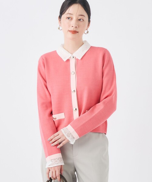 NOLLEY’S（ノーリーズ）の「《調温性》ミラノリブニットジャケット（カーディガン/ボレロ・レディース・ダークネイビー/ブラック系その他/ピンク系その他/ベージュ系その他・36/38）」の4枚目の写真