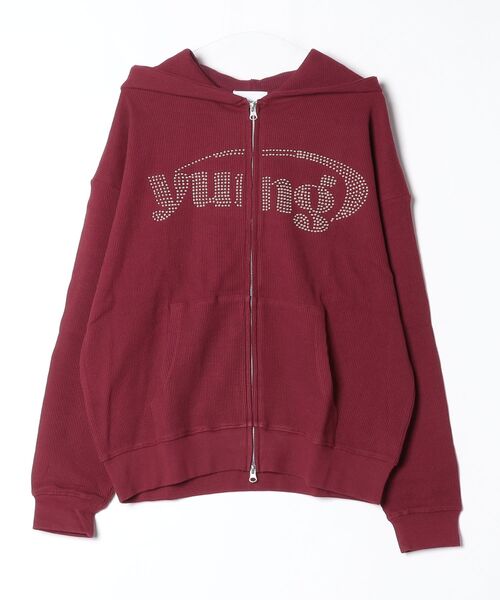 younger song（ヤンガーソング）の「yung logo studs waffle zip hoodie（スウェット・メンズ・グレー/バーガンディー/Black/ライトグレー・LARGE/MEDIUM/SMALL）」の4枚目の写真