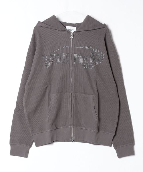 younger song（ヤンガーソング）の「yung logo studs waffle zip hoodie（スウェット・メンズ・グレー/バーガンディー/Black/ライトグレー・LARGE/MEDIUM/SMALL）」の3枚目の写真