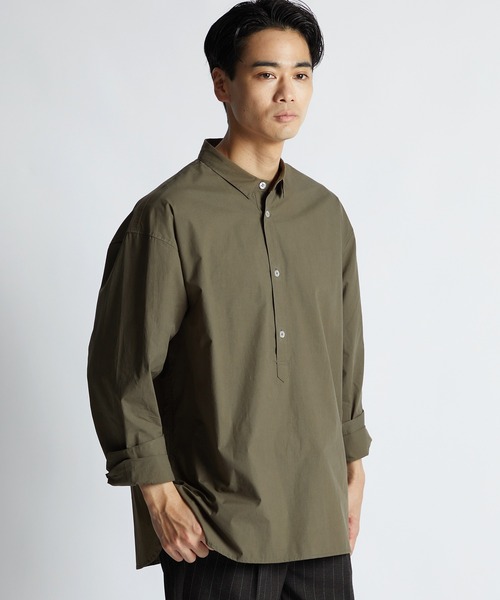 LANVIN en Bleu（ランバンオンブルー）の「タイプライター ショートカラー プルオーバーシャツ（シャツ/ブラウス・メンズ・オリーブ/ホワイト/ネイビー・46/50/52/48）」の3枚目の写真