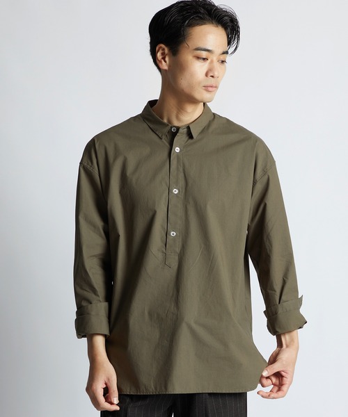 LANVIN en Bleu（ランバンオンブルー）の「タイプライター ショートカラー プルオーバーシャツ（シャツ/ブラウス・メンズ・オリーブ/ホワイト/ネイビー・46/50/52/48）」の9枚目の写真