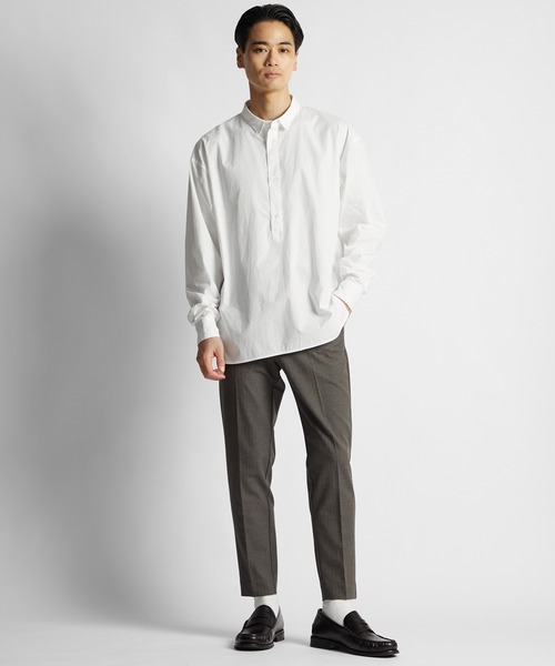LANVIN en Bleu（ランバンオンブルー）の「タイプライター ショートカラー プルオーバーシャツ（シャツ/ブラウス・メンズ・オリーブ/ホワイト/ネイビー・46/50/52/48）」の4枚目の写真