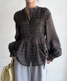 チェックシャーリングシャツ