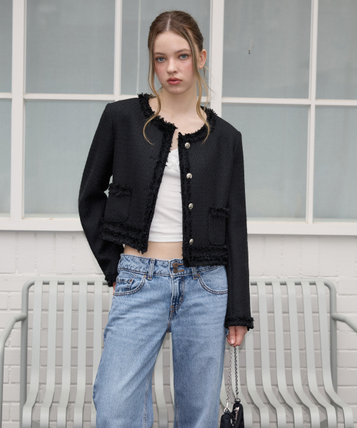 ROSEFRANTZ（ロゼフランツ）の「Soft Fringe Tweed Jacket [Black]（その他アウター・レディース・ブラック・OS）」の7枚目の写真