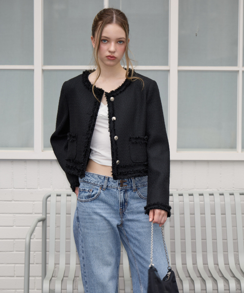ROSEFRANTZ（ロゼフランツ）の「Soft Fringe Tweed Jacket [Black]（その他アウター・レディース・ブラック・OS）」の8枚目の写真