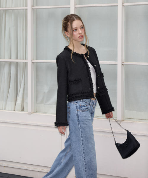 ROSEFRANTZ（ロゼフランツ）の「Soft Fringe Tweed Jacket [Black]（その他アウター・レディース・ブラック・OS）」の13枚目の写真