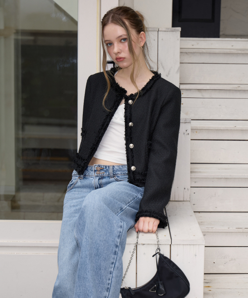 ROSEFRANTZ（ロゼフランツ）の「Soft Fringe Tweed Jacket [Black]（その他アウター・レディース・ブラック・OS）」の14枚目の写真