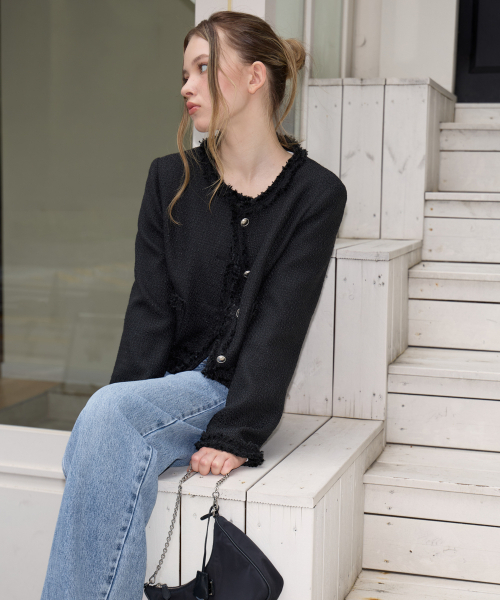 ROSEFRANTZ（ロゼフランツ）の「Soft Fringe Tweed Jacket [Black]（その他アウター・レディース・ブラック・OS）」の15枚目の写真