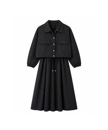 [SET] Pocket Crop Shirring Jacket + String Pleated Sleeveless Dress Set-up (2colors)