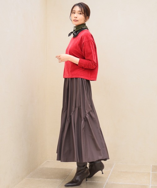 MK MICHEL KLEIN（エムケーミッシェルクラン）の「[洗える]ギャザー切替えデザインタフタスカート（スカート・レディース・ブラウン/ブラック・38）」の10枚目の写真