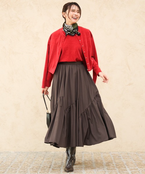 MK MICHEL KLEIN（エムケーミッシェルクラン）の「[洗える]ギャザー切替えデザインタフタスカート（スカート・レディース・ブラウン/ブラック・38）」の12枚目の写真