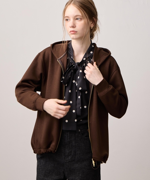 LE SOUK HOLIDAY(ルスークホリデー)の「裾ドロストWジップパーカー(Tシャツ/カットソー・レディース・チャコールグレー/ダークブラウン/オフホワイト・L/M)」の5枚目の写真