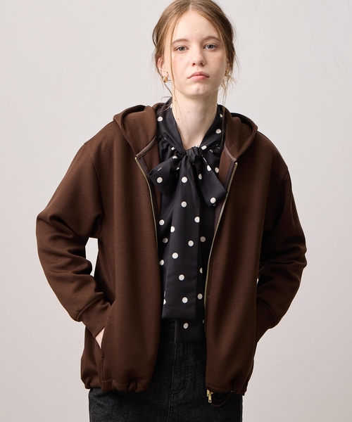 LE SOUK HOLIDAY(ルスークホリデー)の「裾ドロストWジップパーカー(Tシャツ/カットソー・レディース・チャコールグレー/ダークブラウン/オフホワイト・L/M)」の6枚目の写真