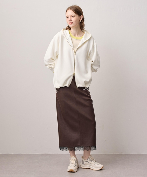 LE SOUK HOLIDAY(ルスークホリデー)の「裾ドロストWジップパーカー(Tシャツ/カットソー・レディース・チャコールグレー/ダークブラウン/オフホワイト・L/M)」の18枚目の写真