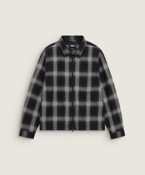 VANS(バンズ)の「LARKSPUR ジップフランネルシャツ / Larkspur Zip Plaid Flannel Shirt Black VN000U57BLK1(シャツ/ブラウス・メンズ・ブラック・X-LARGE/SMALL/MEDIUM/LARGE)」の1枚目の写真