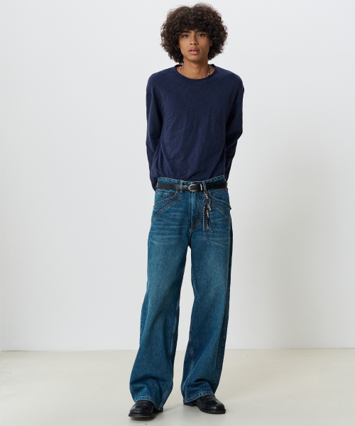 NOUN(ノウン)の「ストラクチャー デニムパンツ (ブルー)(デニムパンツ・メンズ・ブルー・LARGE/MEDIUM/SMALL)」の2枚目の写真